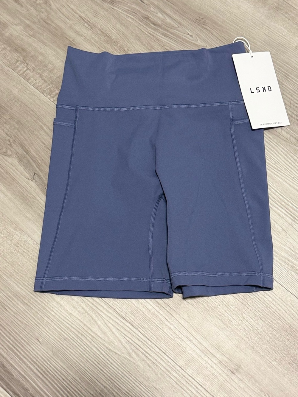 LSKD Women's High-Rise Bike Shorts in Slate Blue